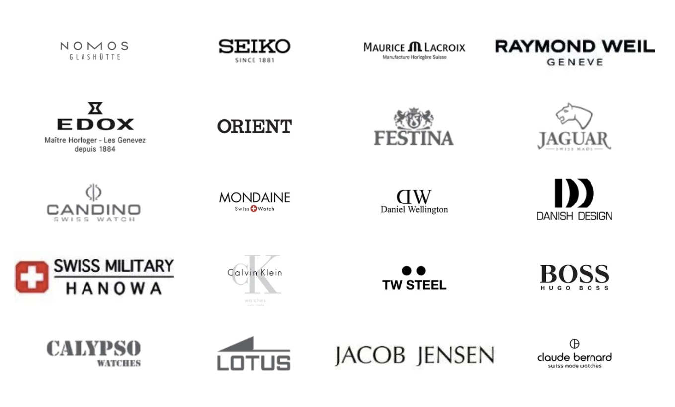 Horloges van diverse merken gerepareerd door EM Watch Service
