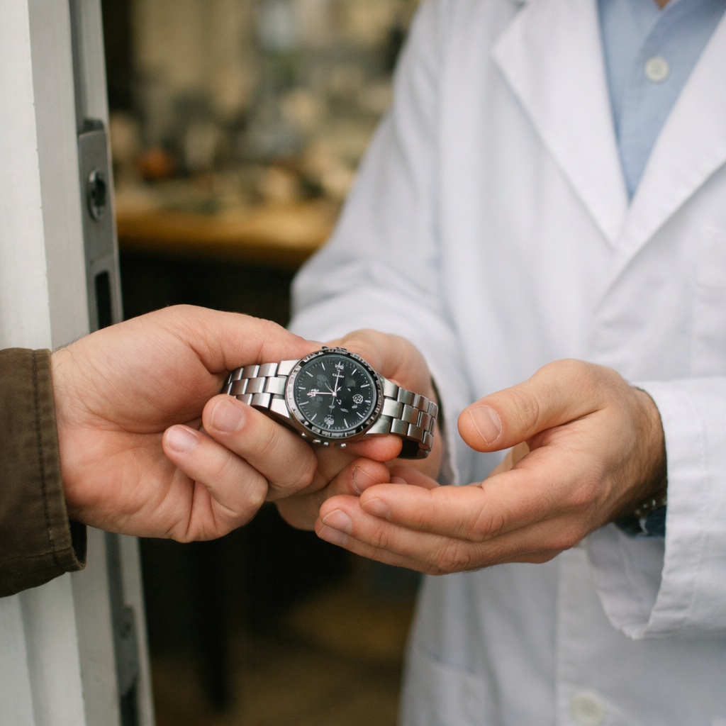 Horloge afgeven bij horlogemaker voor afspraak reparatie EM Watch Service Houten